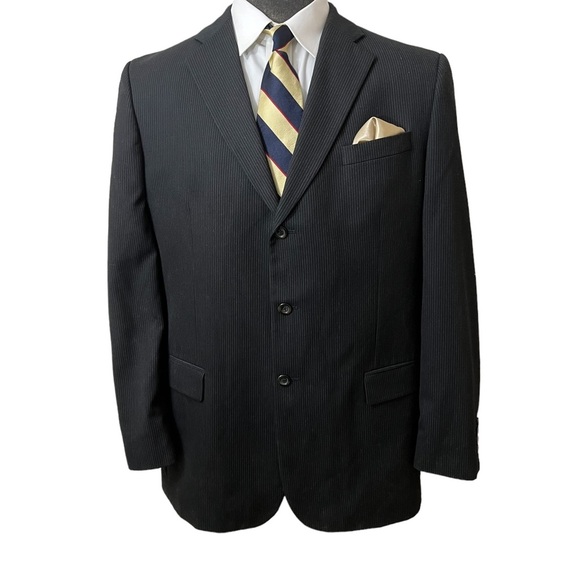 MERONA MENS DRESS BLAZER PINSTRIPE SIZE 46L IN GREAT CONDITION BKAZER ONLY. - Picture 7 of 8
